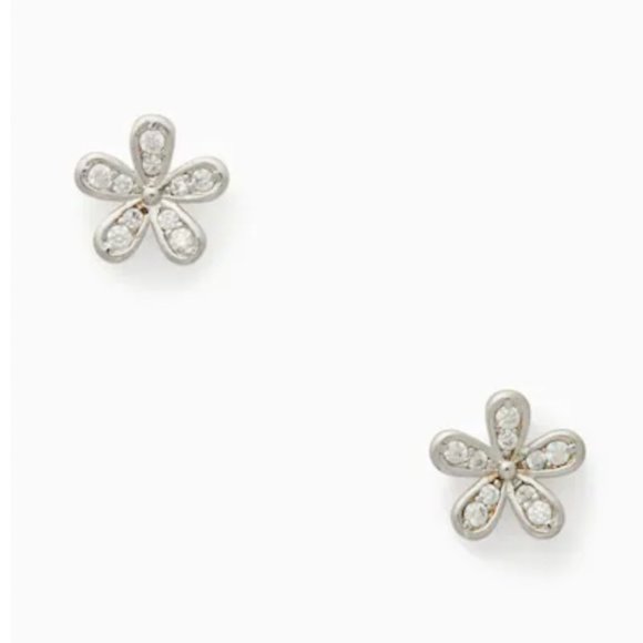 kate spade Jewelry - KATE SPADE Cubic Zirconia Flower Silver Earrings Studs Posts NEW